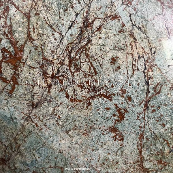 صفحه‌ای از سنگ گرانیت فیروزه‌ای مشهد با رگه‌های طبیعی برای استفاده در دکوراسیون داخلی