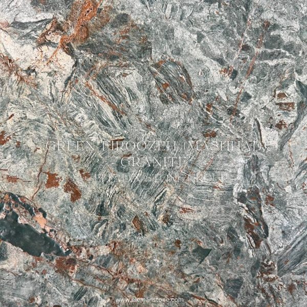 سطحی از سنگ گرانیت فیروزه‌ای مشهد با ترکیب رنگ‌های خاص برای فضای داخلی